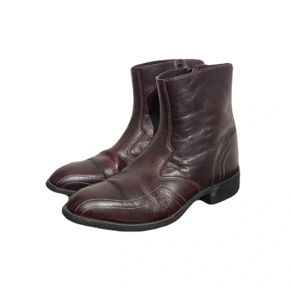 LIKE NEW LAREDO MENS LEATHER WESTERN HOXIE ZIP UP BOOT MENS SIZE 8.5 BLACK Laredo Men main image 3